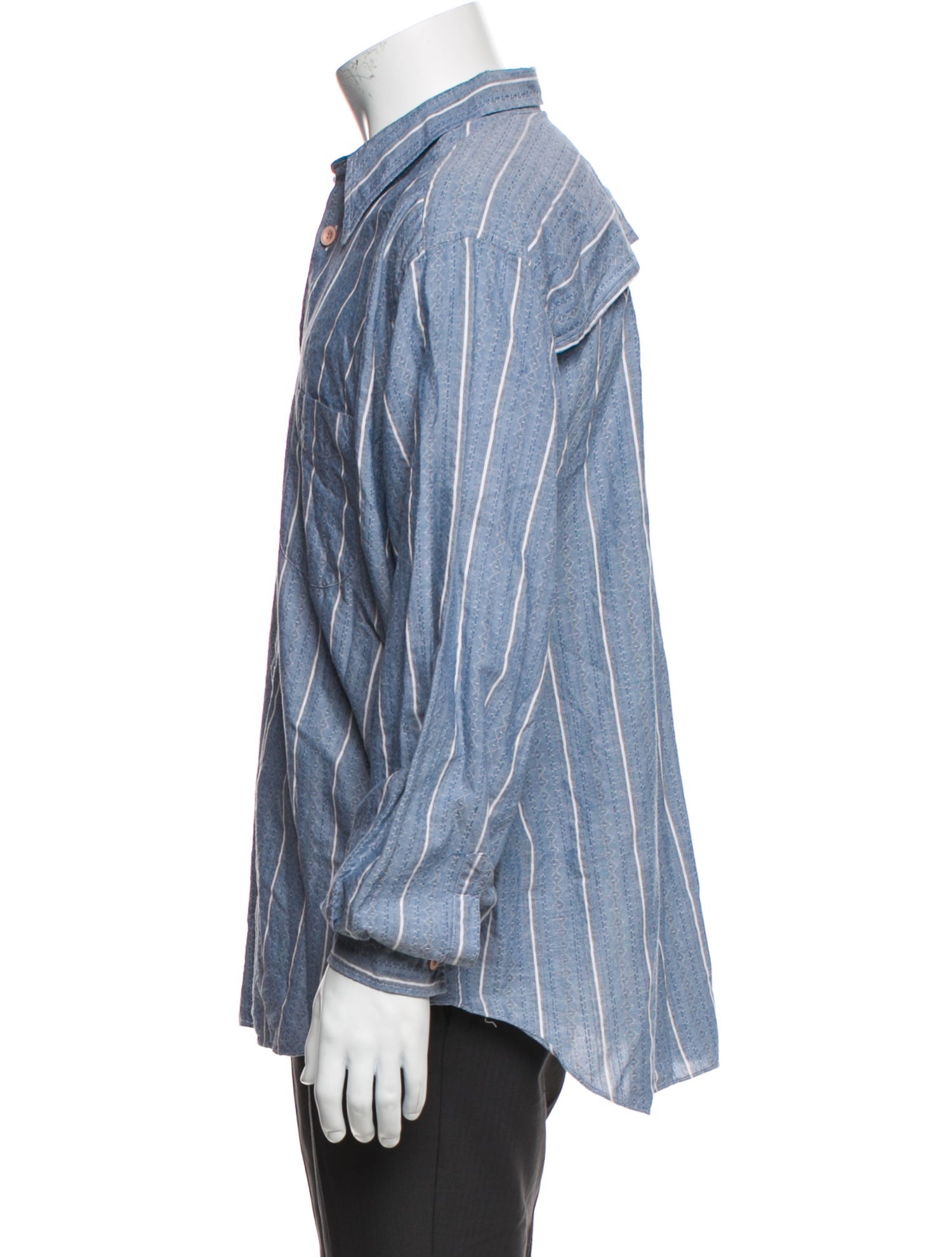 Giorgio Armani Striped Long Sleeve Denim Shirt