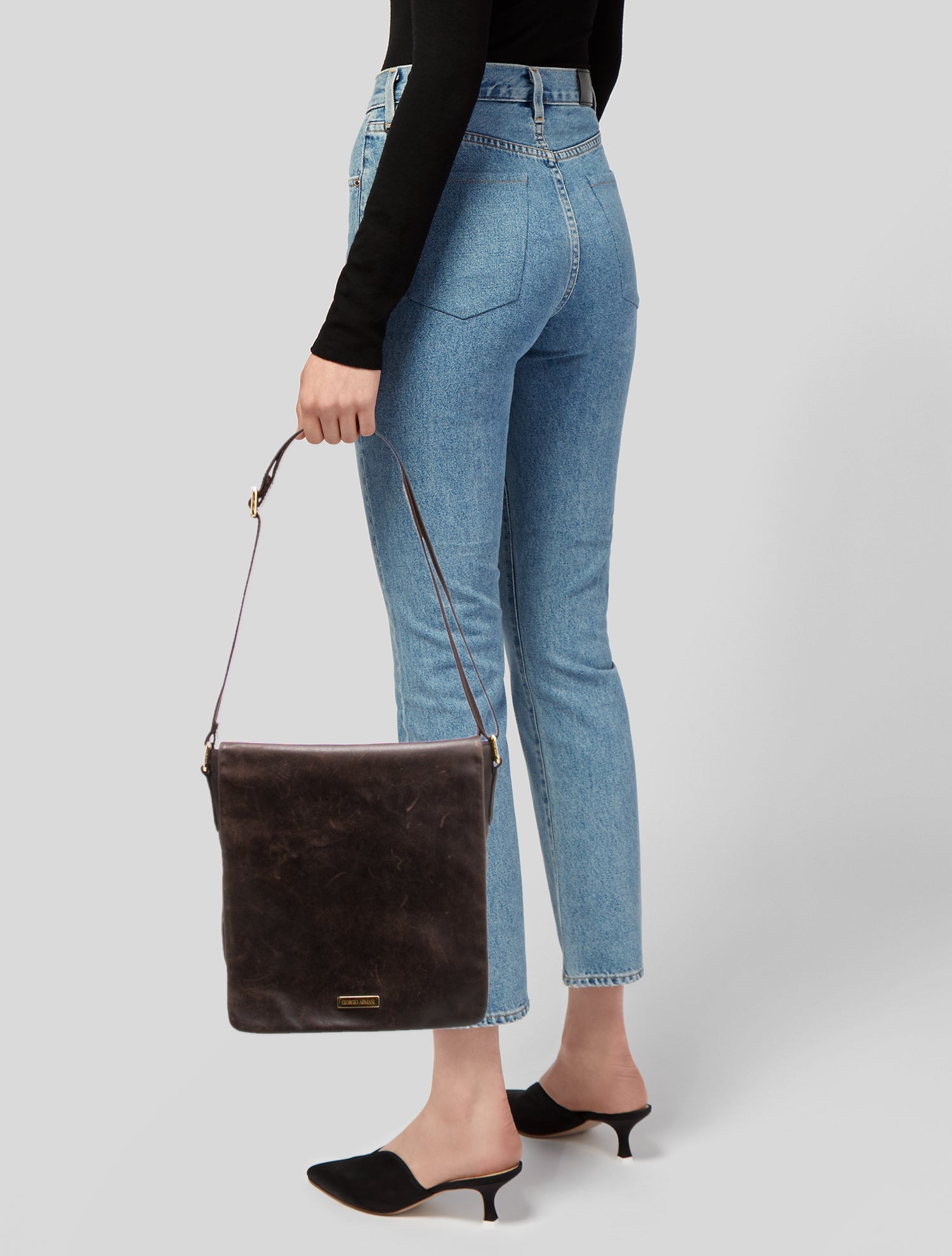 Giorgio Armani Leather Messenger Bag