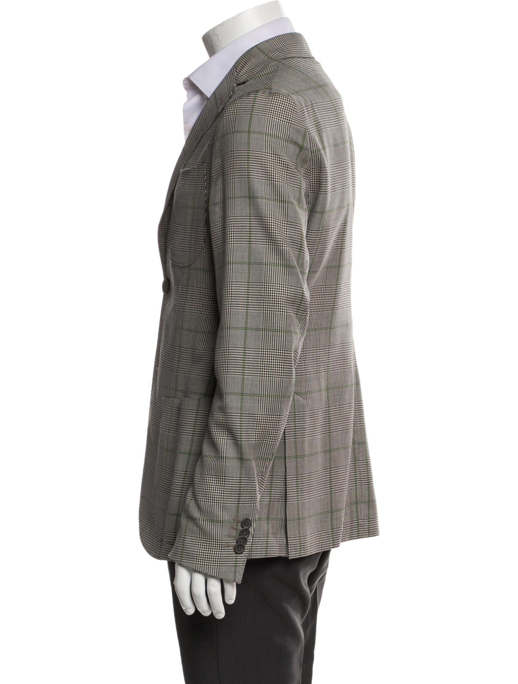 Giorgio Armani Virgin Wool Plaid Print Blazer