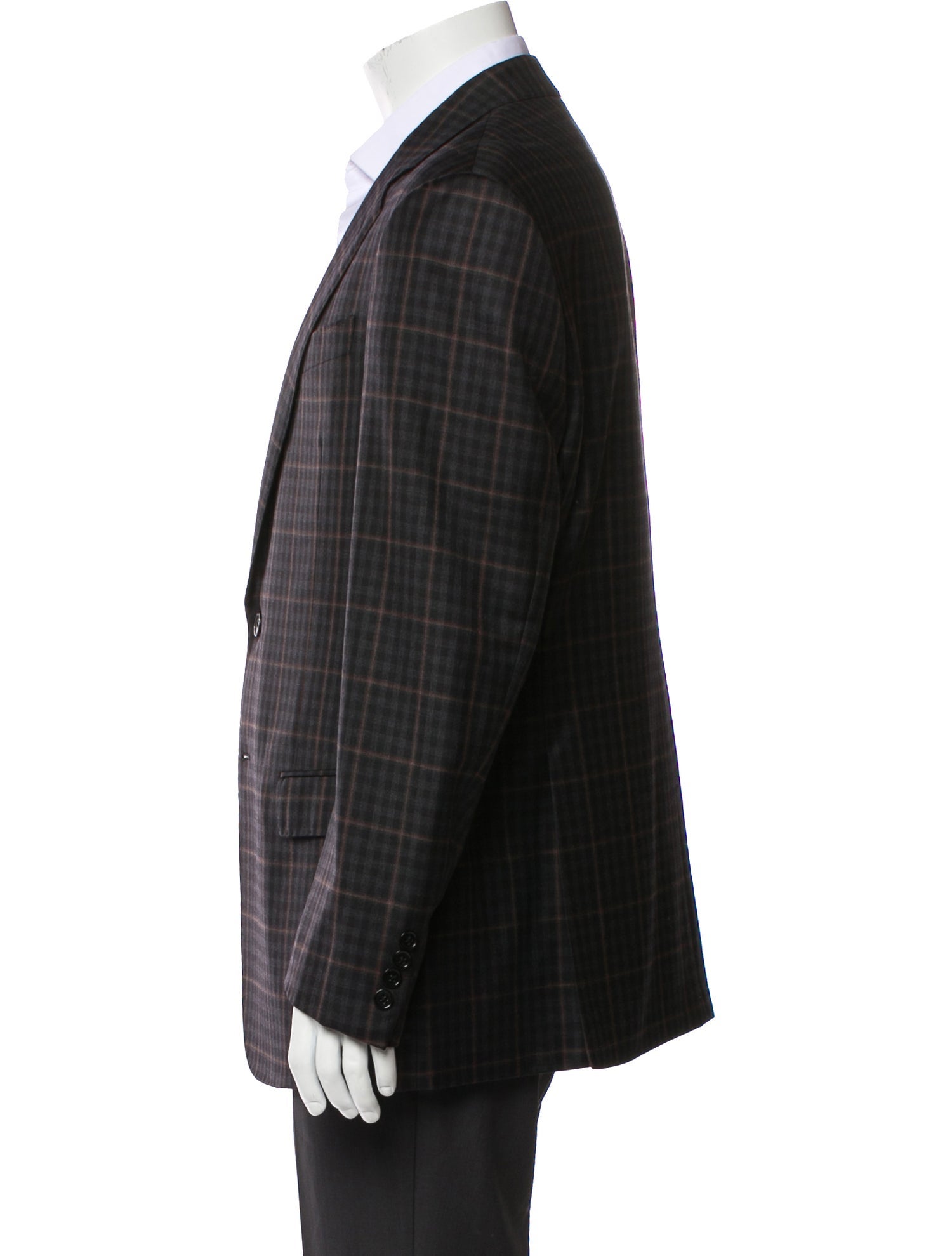 Giorgio Armani Virgin Wool Plaid Print Blazer