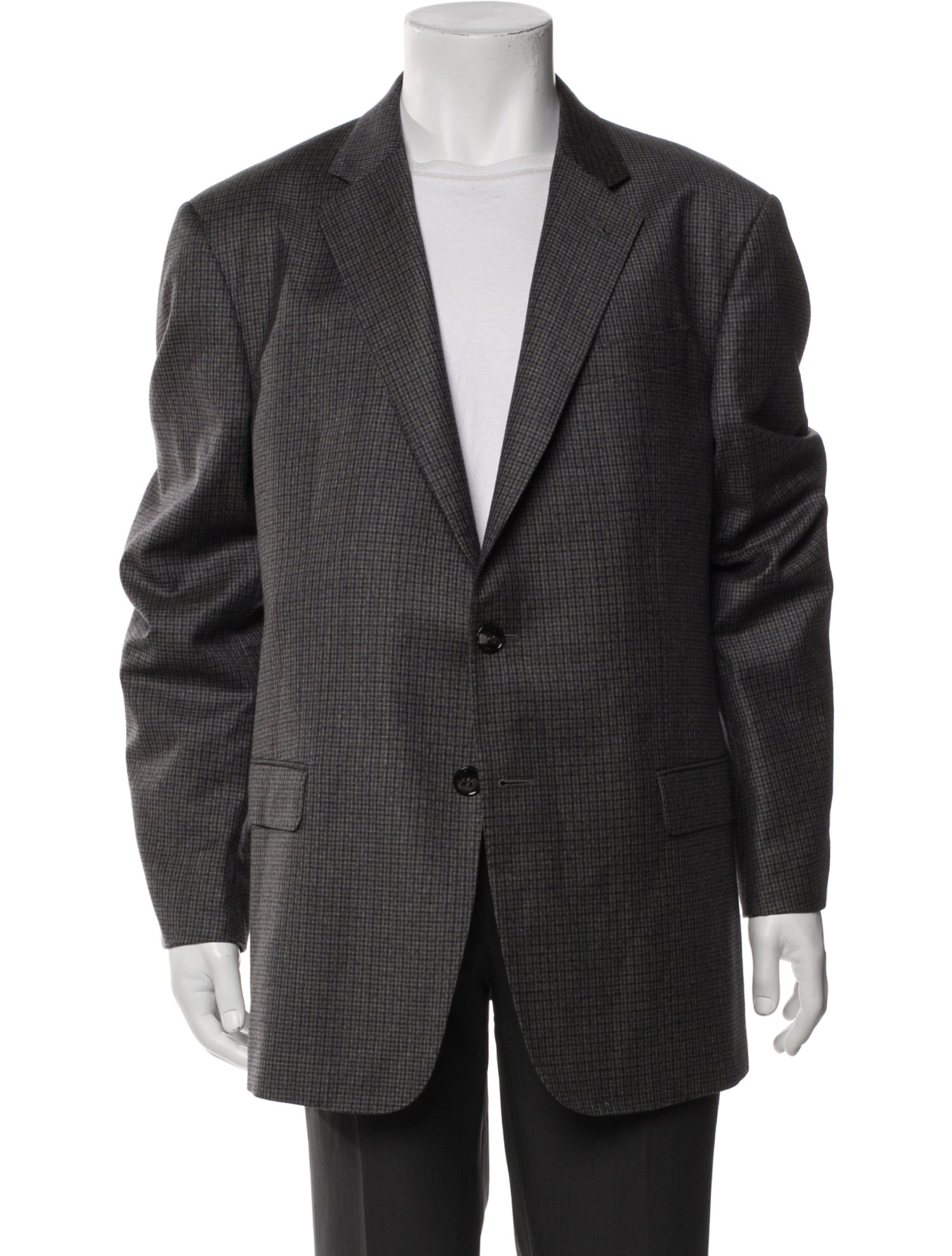 Giorgio Armani Virgin Wool Houndstooth Print Blazer