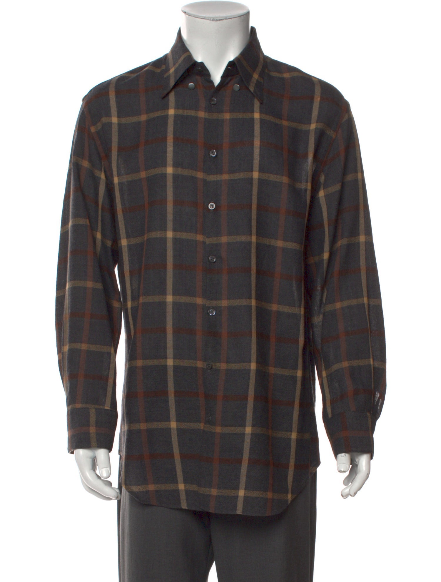 Giorgio Armani Plaid Print Long Sleeve Shirt