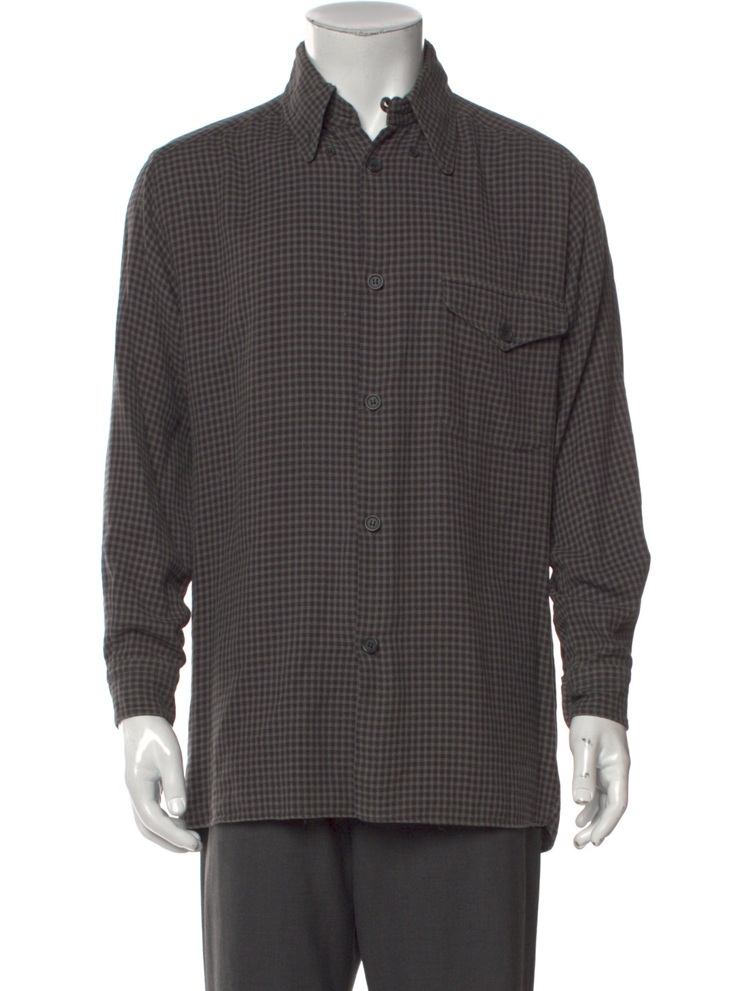 Giorgio Armani Plaid Print Long Sleeve Shirt