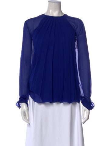 Pre-owned Giorgio Armani Silk Crew Neck Blouse In Blue