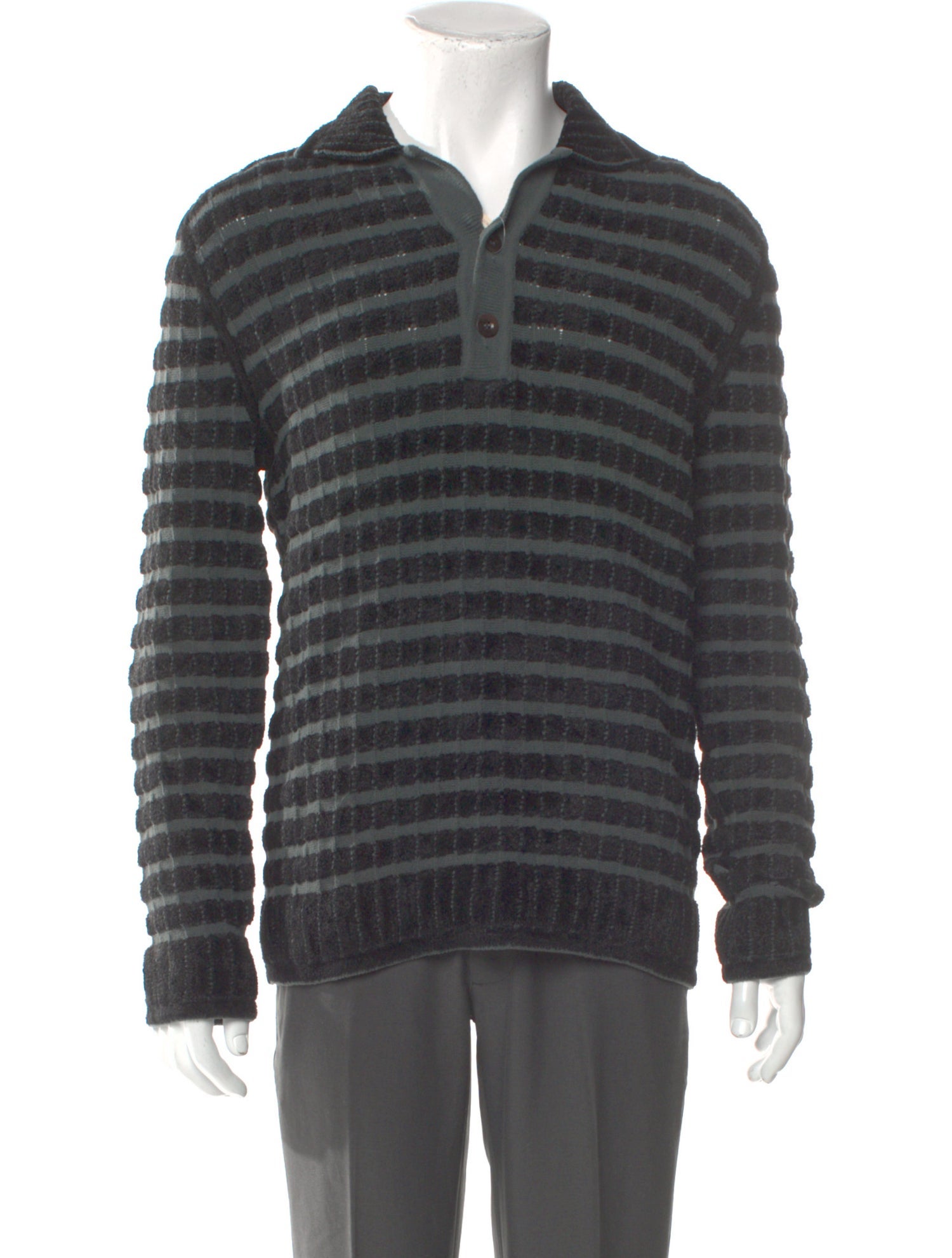 Giorgio Armani Striped Collar Polo Sweater