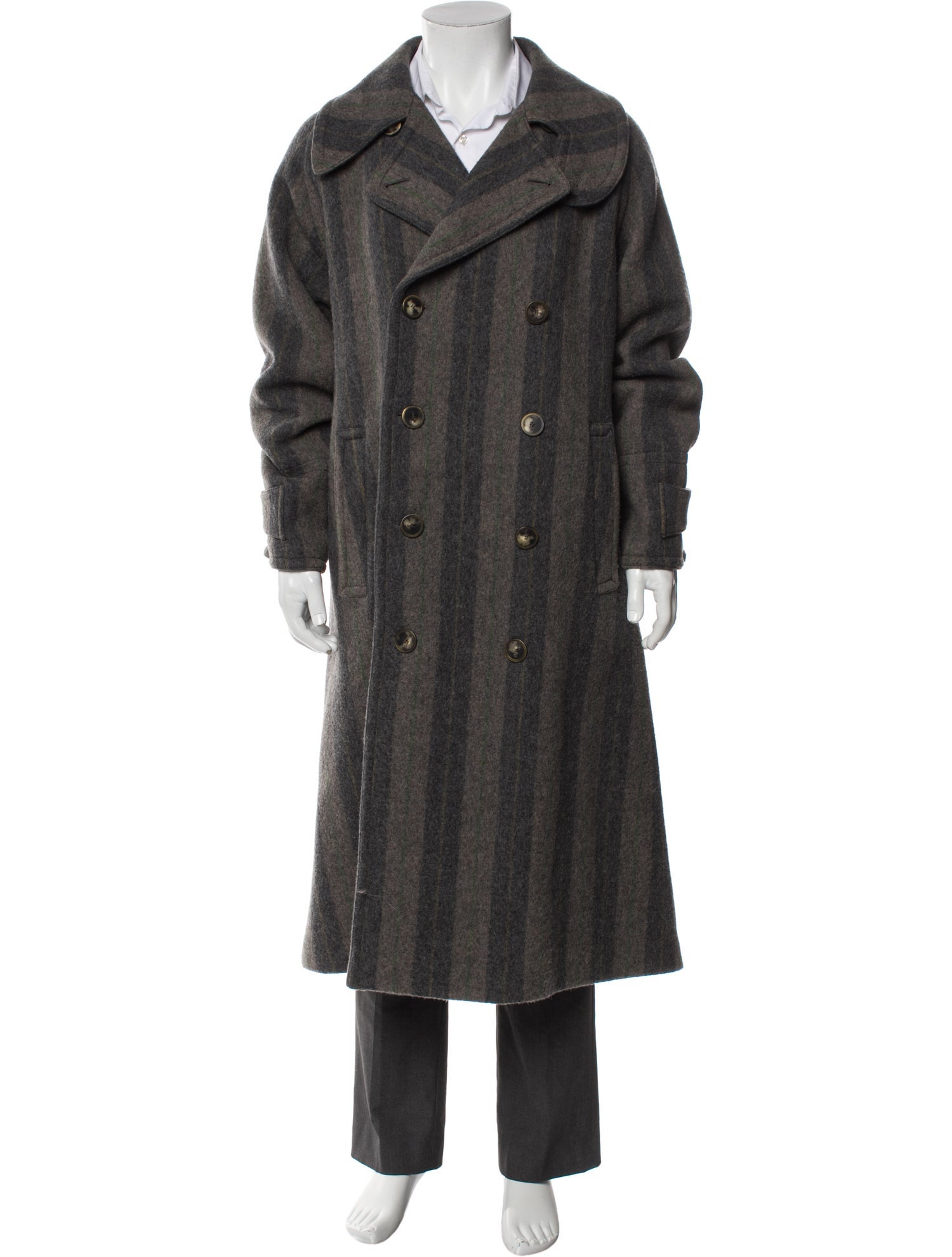 Giorgio Armani Wool Striped Trench Coat