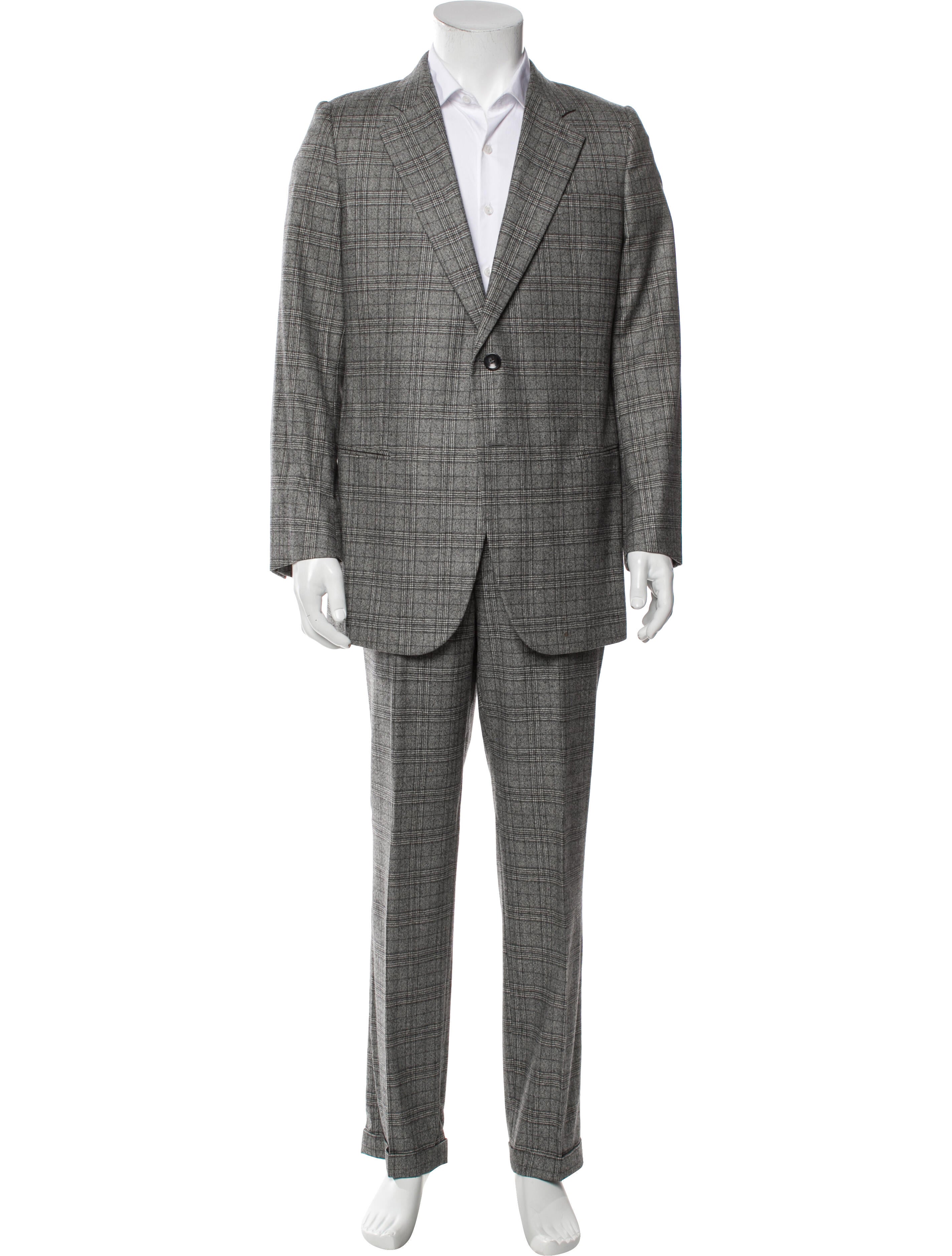 Giorgio Armani Virgin Wool Plaid Print Two-Piece Suit