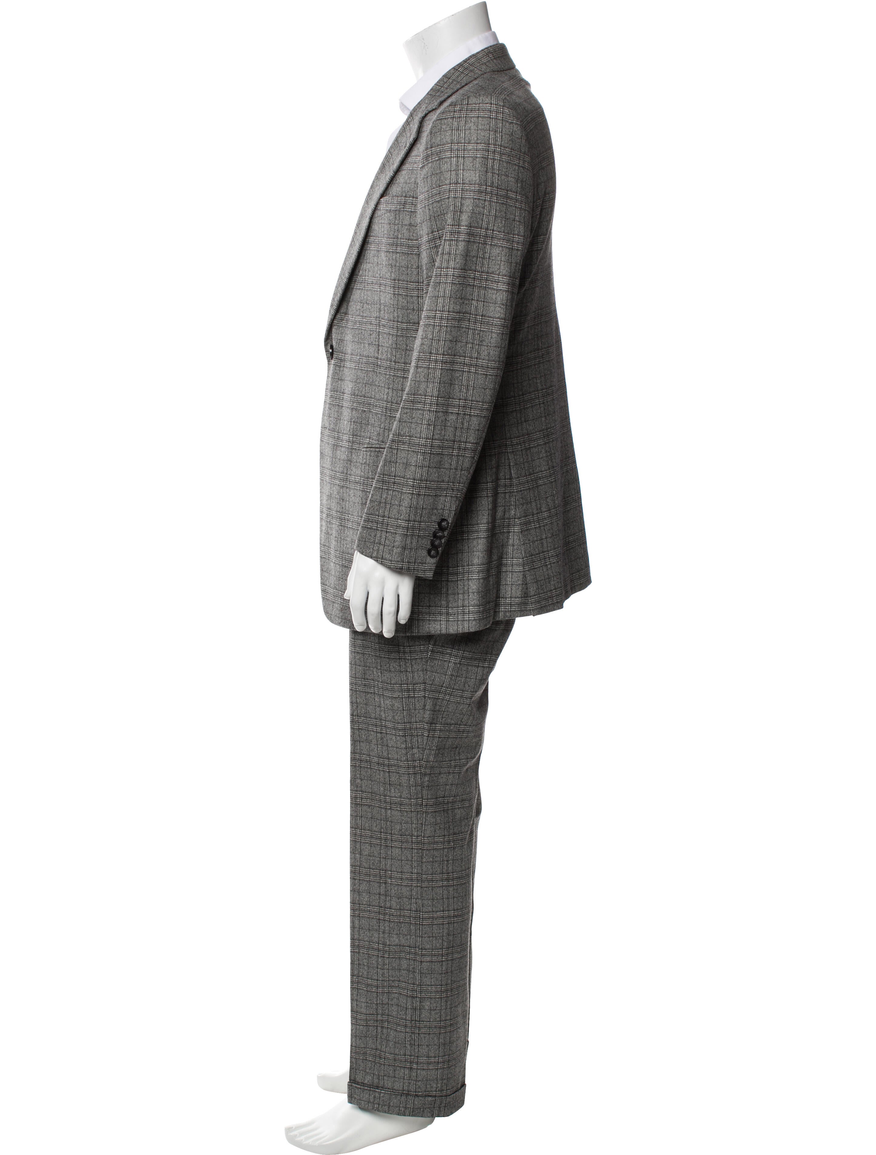 Giorgio Armani Virgin Wool Plaid Print Two-Piece Suit