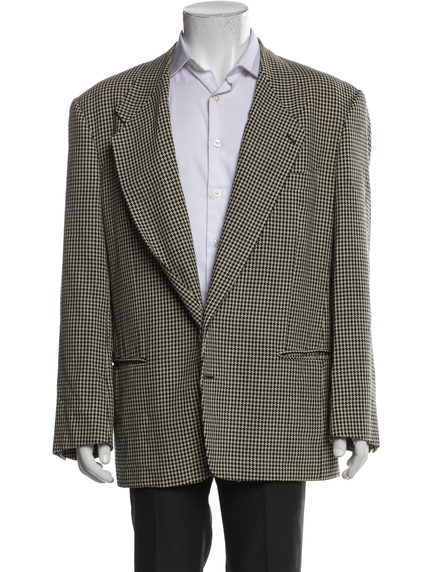 Giorgio Armani Virgin Wool Houndstooth Print Blazer