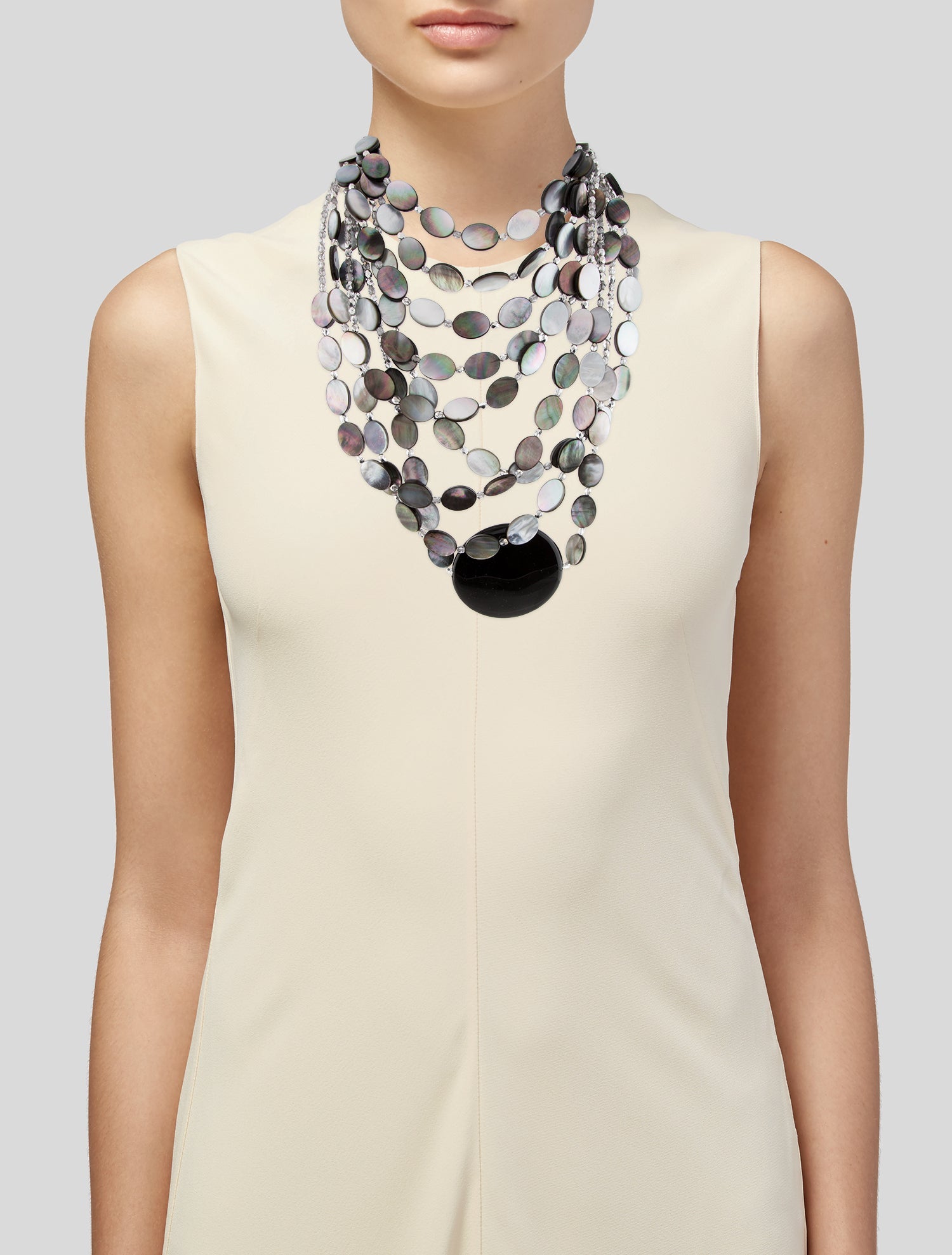 Giorgio Armani Mother of Pearl, Bead & Resin Multistrand Necklace
