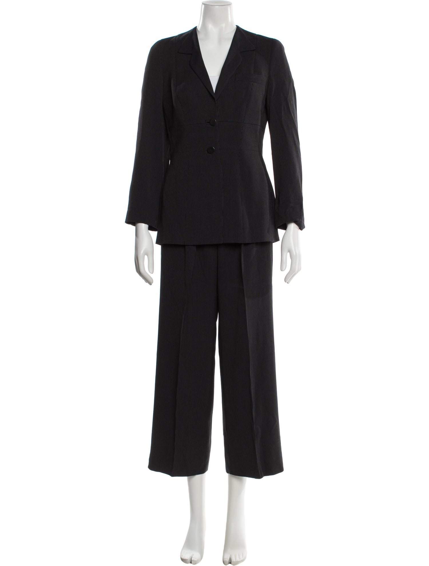 Giorgio Armani Virgin Wool Ruffle Embellishment Pantsuit