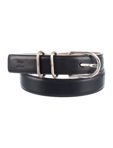 Pre-owned Giorgio Armani Skinny Leather Waist Belt In Blue