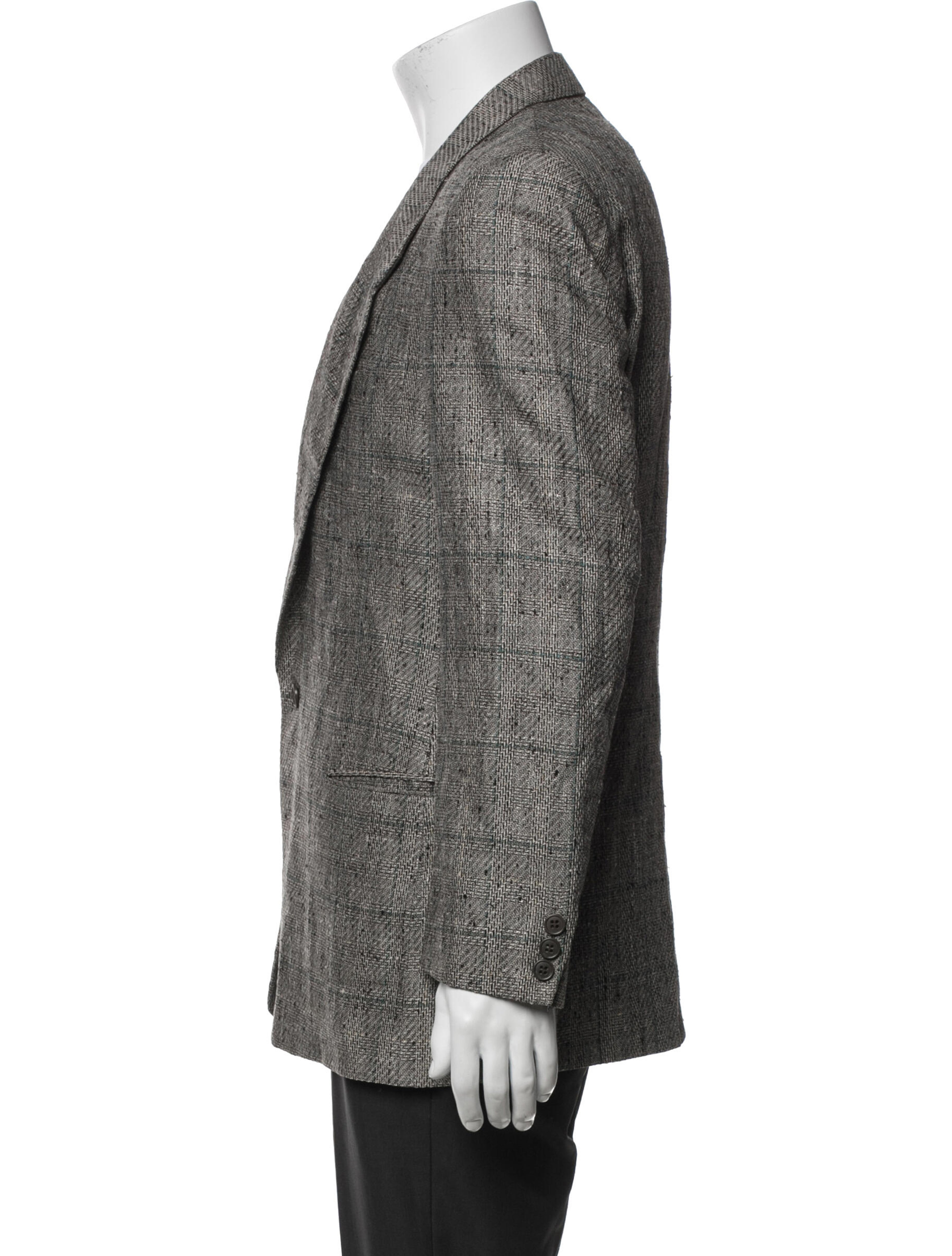 Silk Plaid Print Blazer