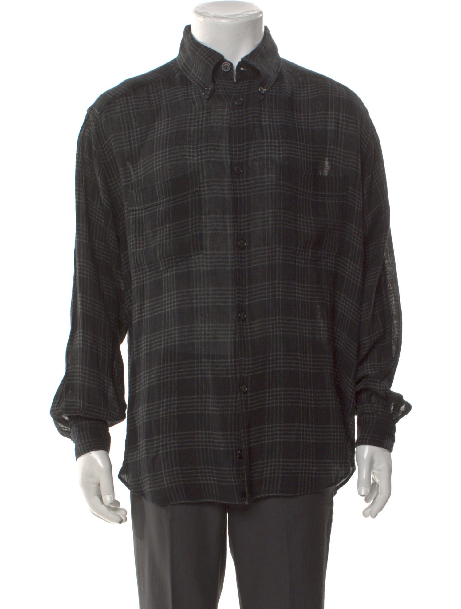 Giorgio Armani Linen Plaid Print Shirt