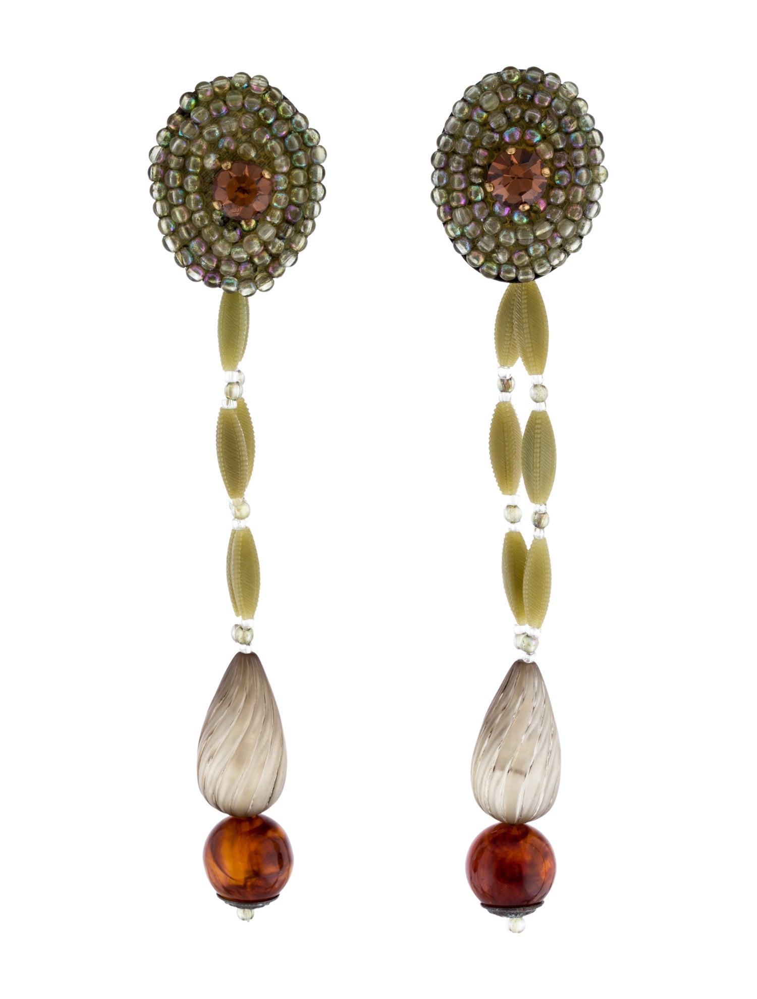 Giorgio Armani Resin, Crystal, & Bead Drop Earrings