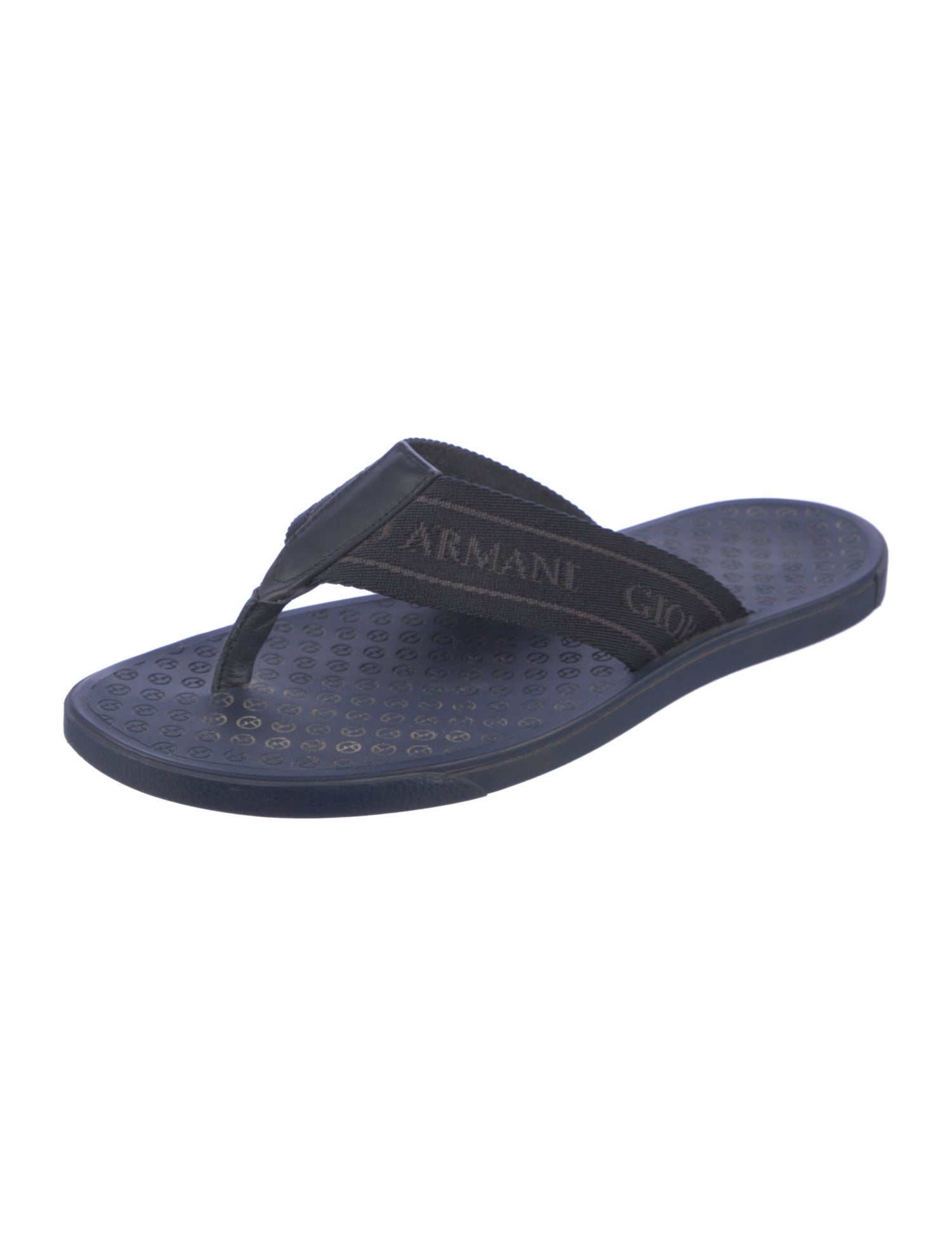 Giorgio Armani Leather Trim Embellishment Flip Flops