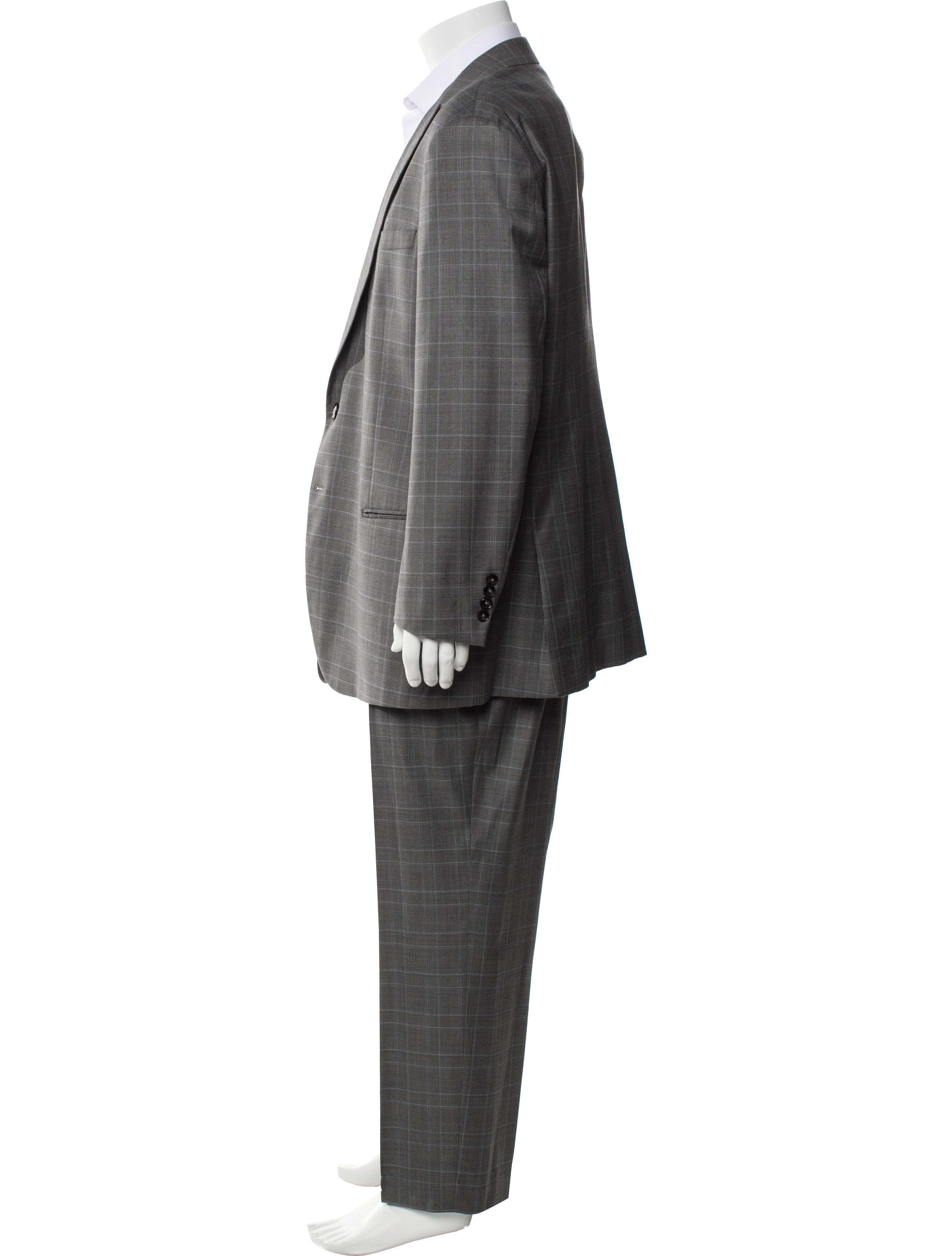 Giorgio Armani Virgin Wool Plaid Print Two-Piece Suit