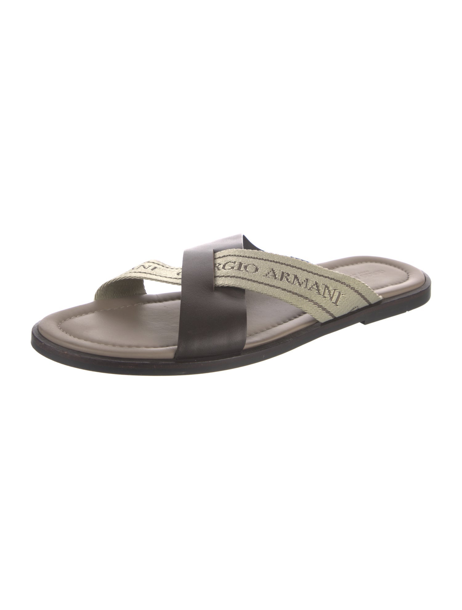 Giorgio Armani Leather Graphic Print Slides