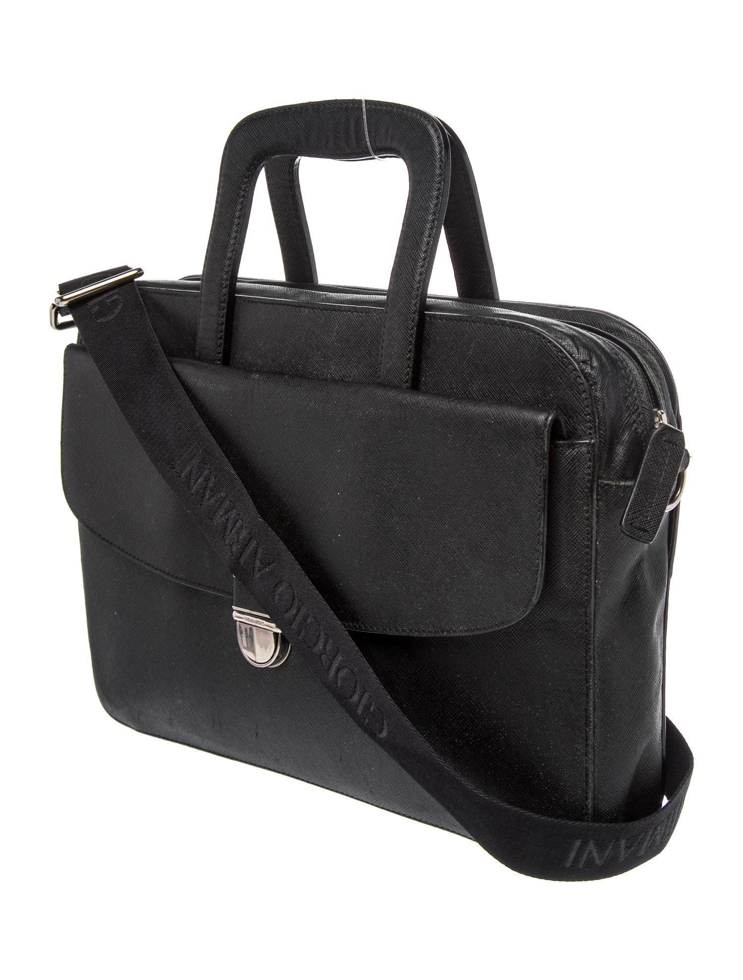 Giorgio Armani Leather Messenger Bag