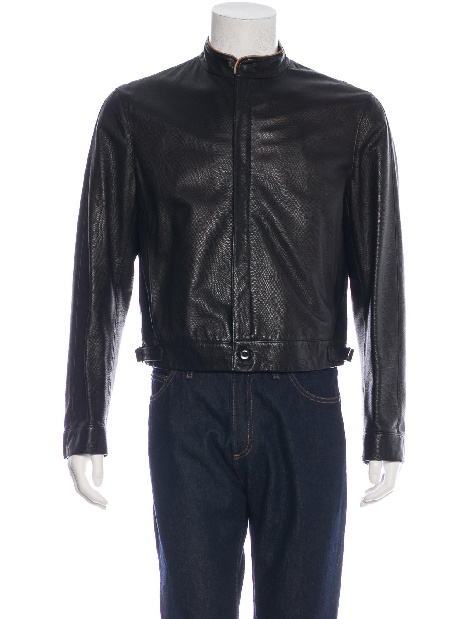 Giorgio Armani Embossed Lambskin Leather Jacket Clothing Consign