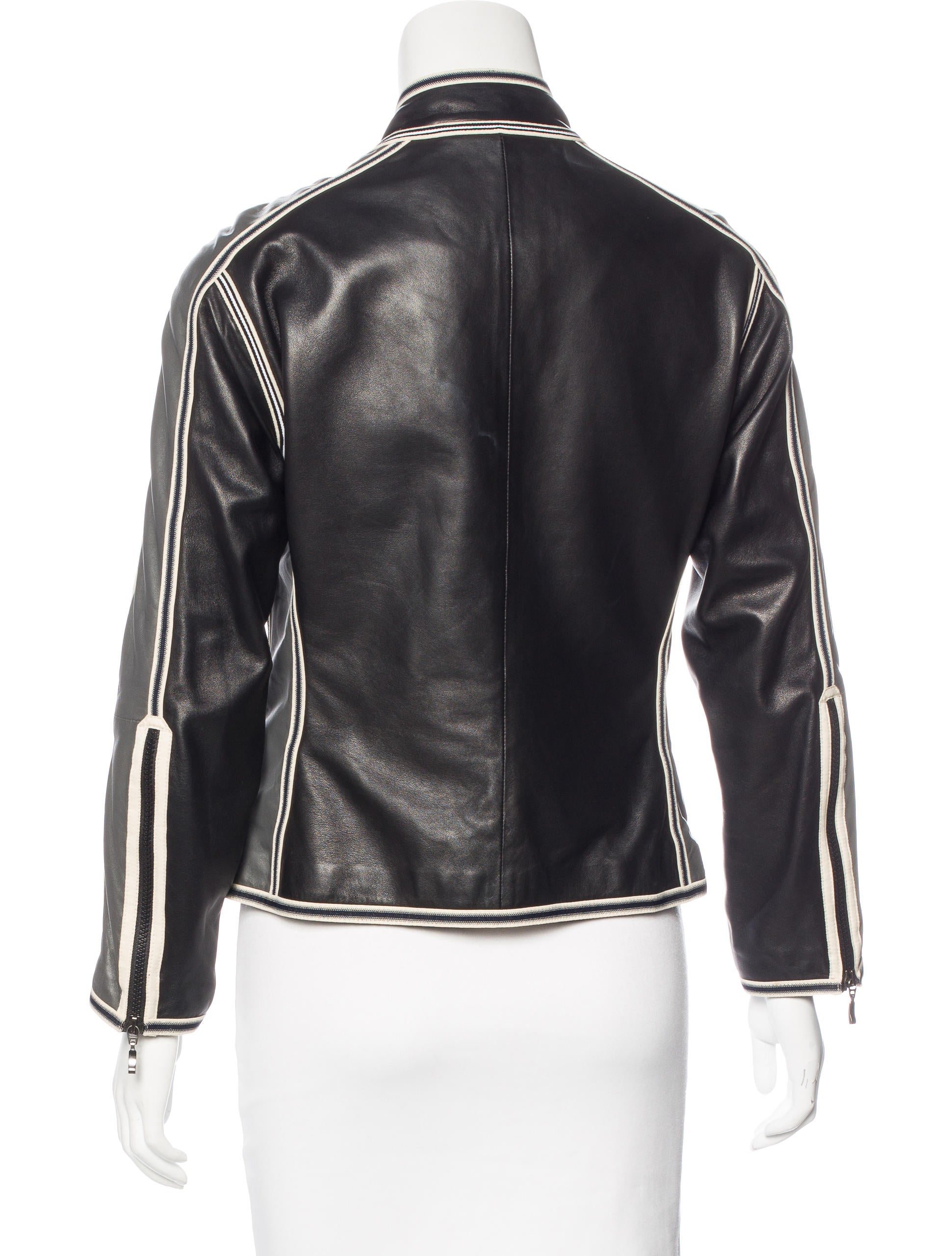 Armani Colorblock Leather Jacket Clothing GIO22976 The RealReal