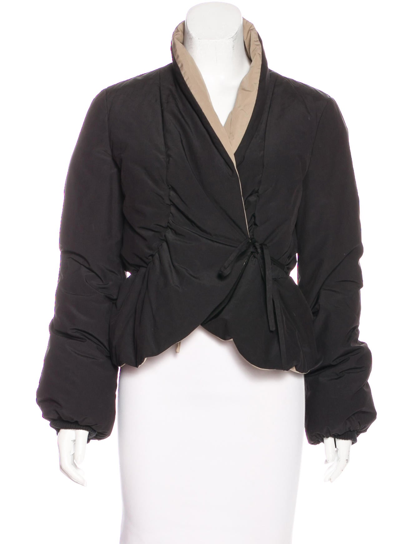 wrap front puffer jacket