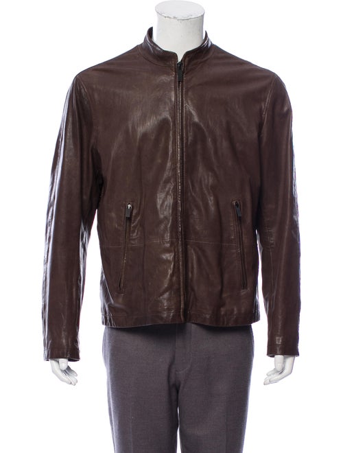 Giorgio Armani Leather Moto Jacket brown