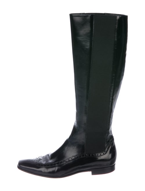 Giorgio Armani Patent Leather Riding Boots Black