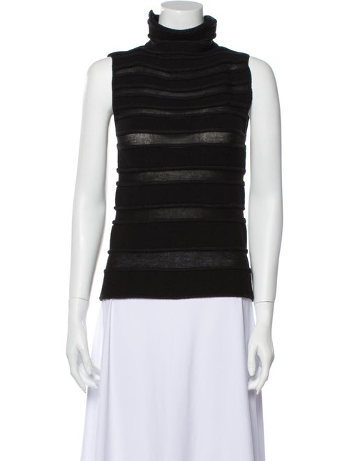 Giorgio Armani Striped Turtleneck Sweater Black