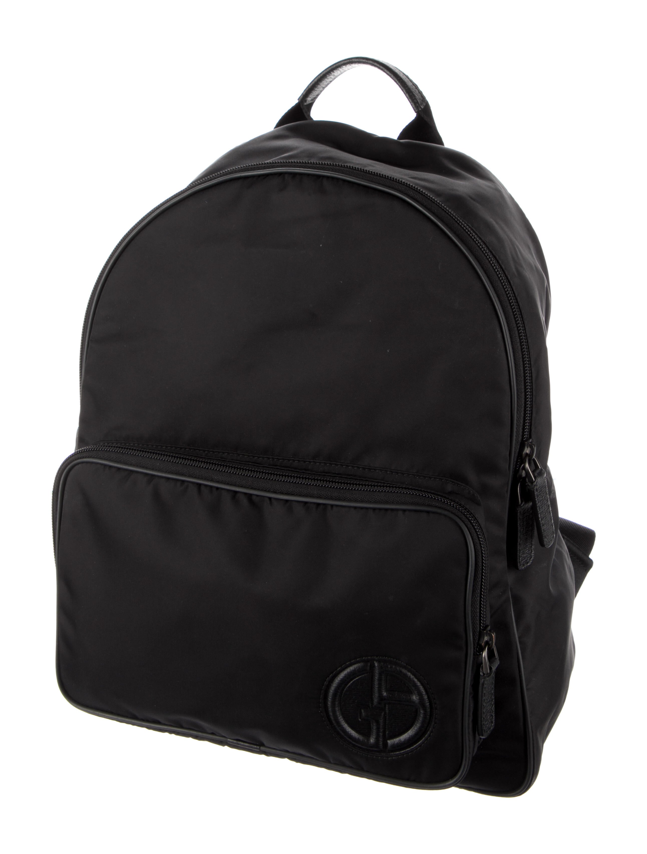 Armani LeatherTrimmed Nylon Backpack Black Backpacks, Bags