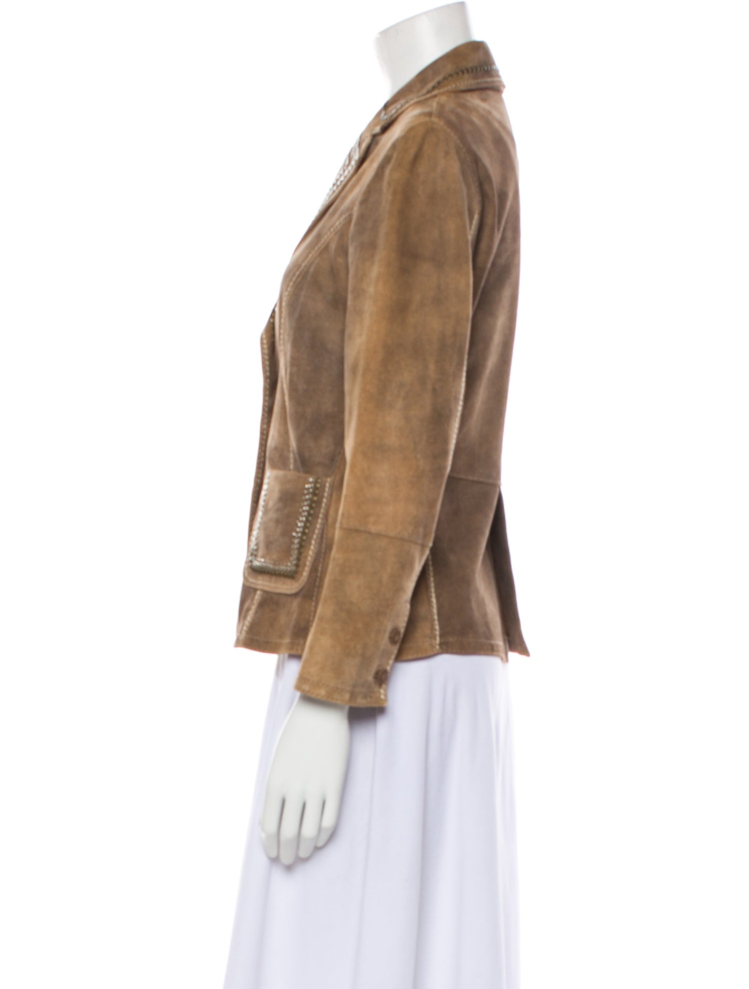 Gimo's Italiana Leather Plaid Print Blazer