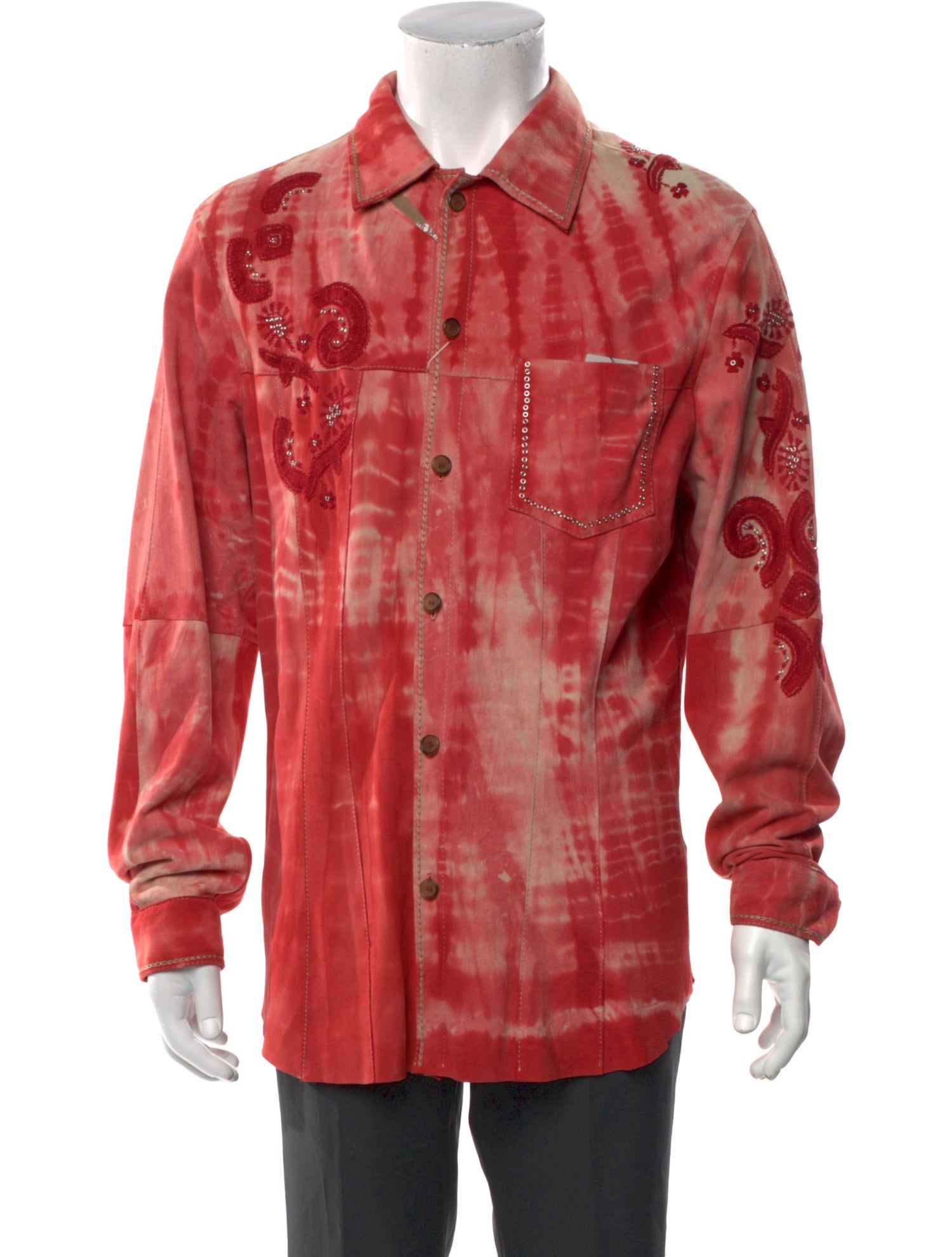 Gimo's Italiana Leather Plaid Print Shirt