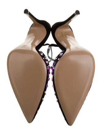 Gianvito Rossi Suede Polka Dot Print Slingback Pumps