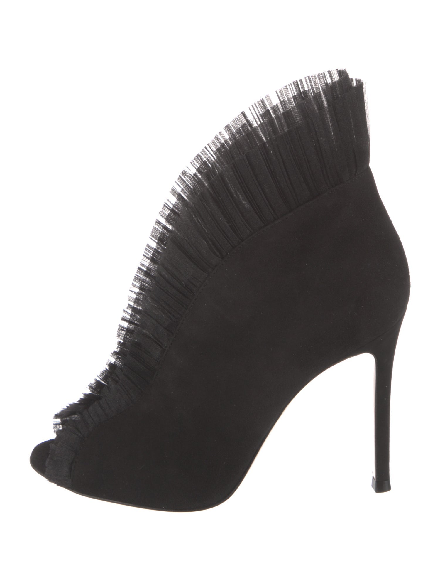 Gianvito Rossi Suede Ruffle Embellishment Lace-Up Boots