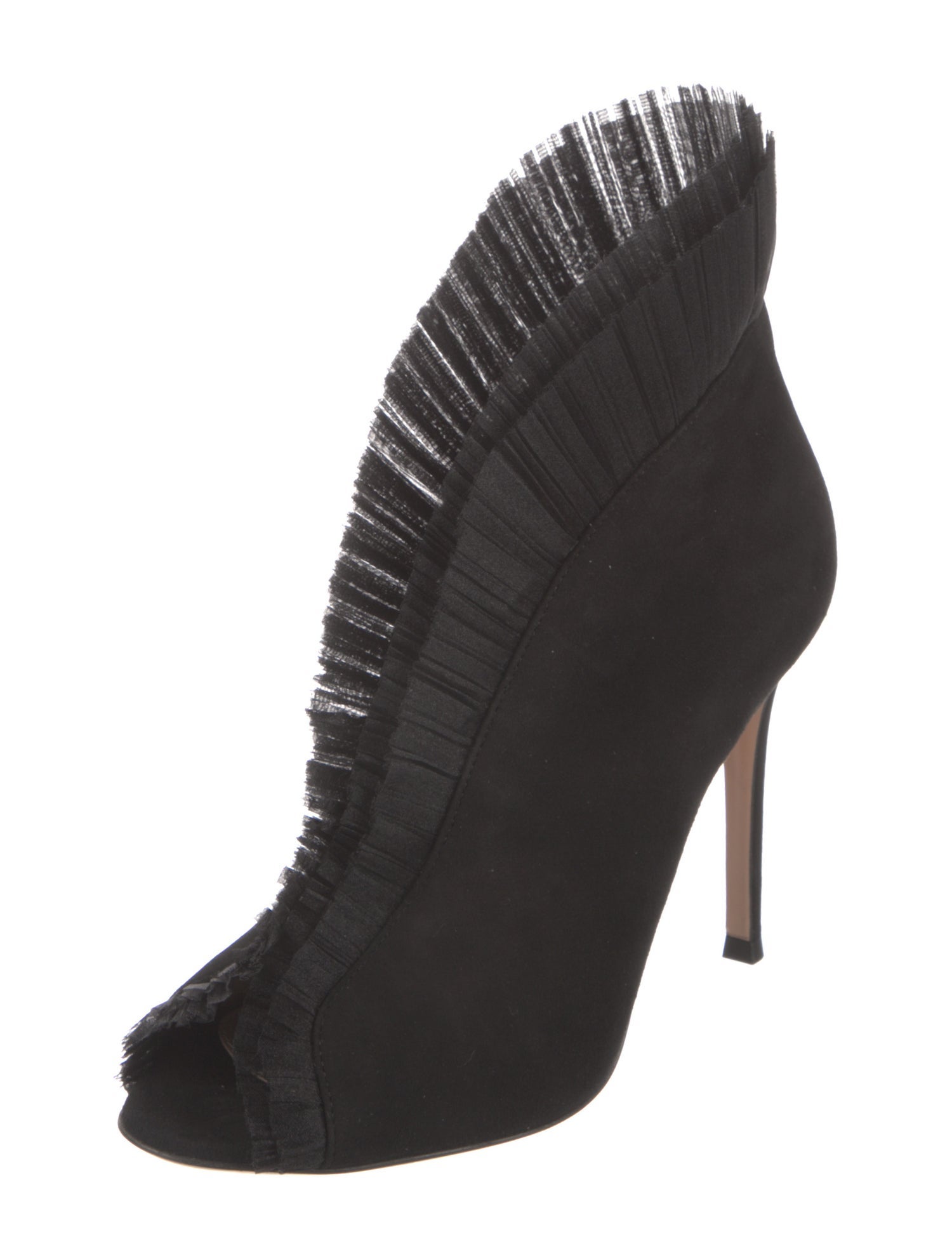 Gianvito Rossi Suede Ruffle Embellishment Lace-Up Boots