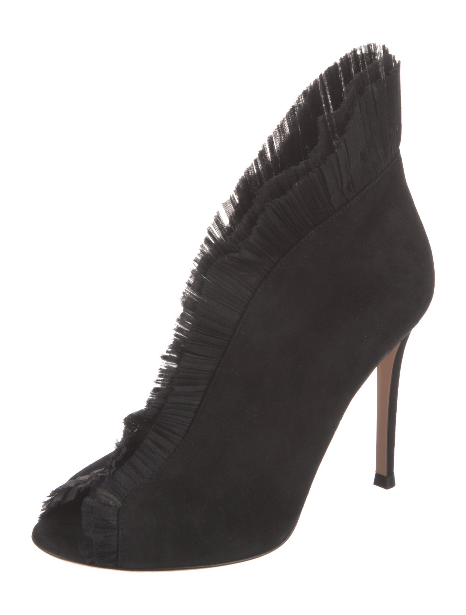 Gianvito Rossi Suede Ruffle Embellishment Lace-Up Boots