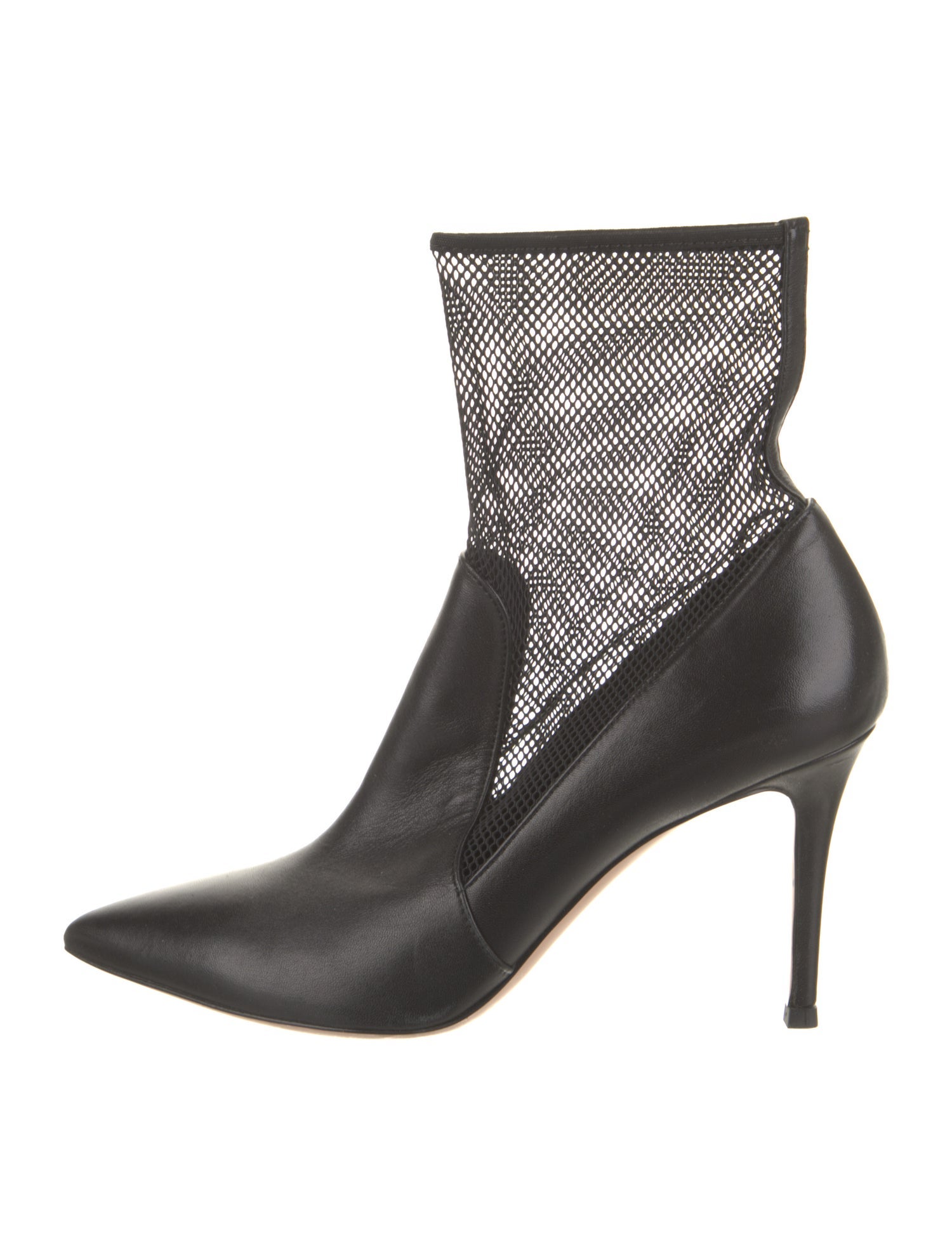 Gianvito Rossi Leather Mesh Accents Boots