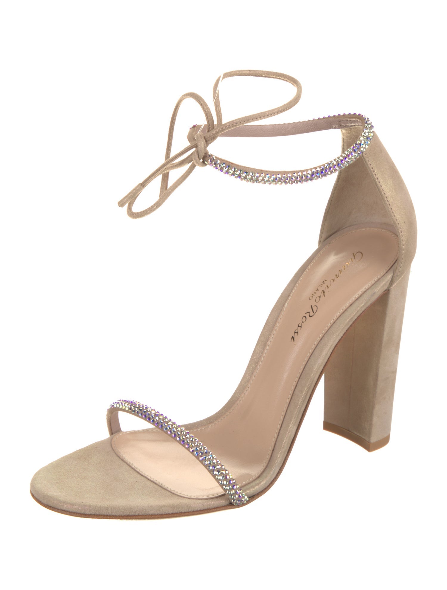 Gianvito Rossi Suede Crystal Embellishments Sandals