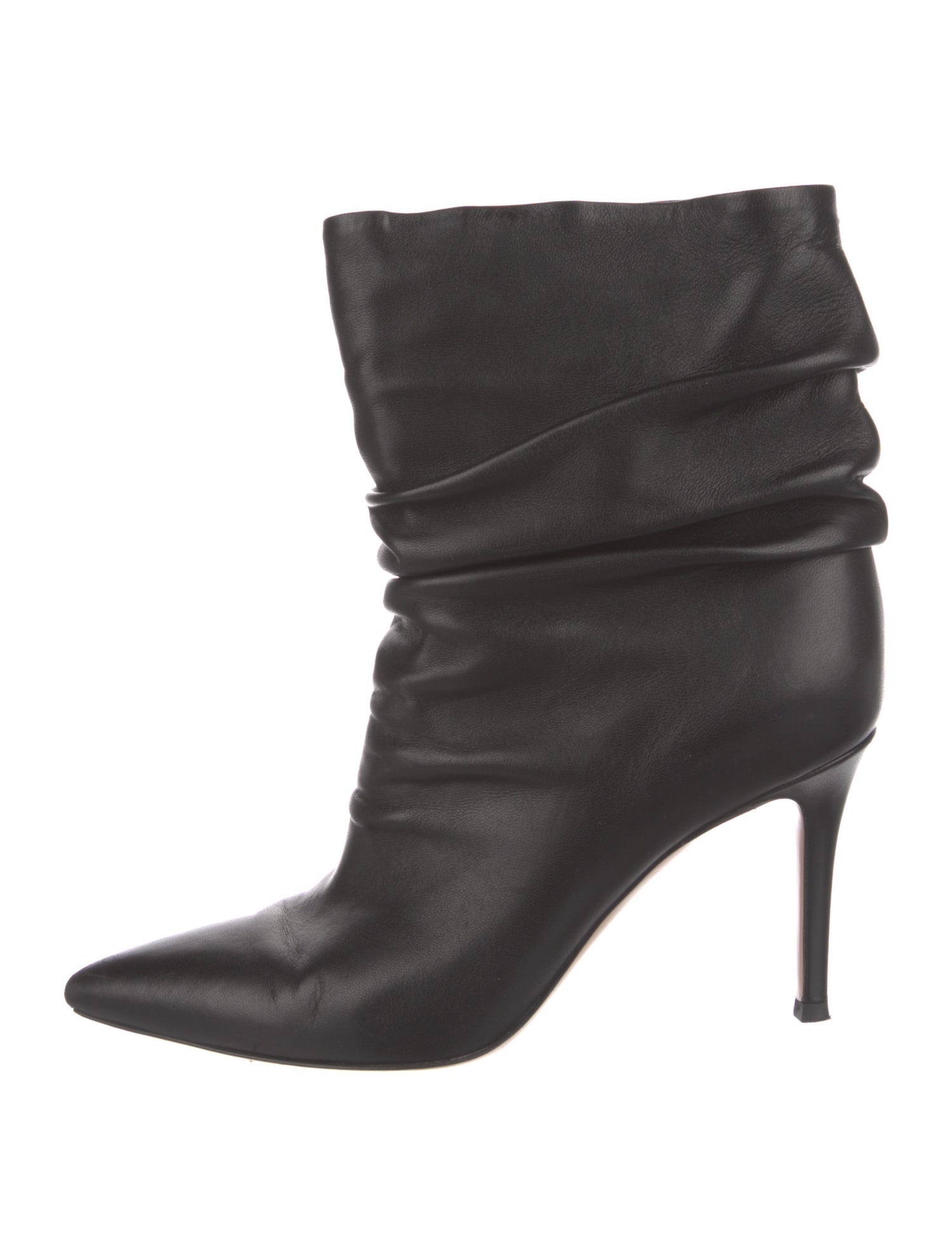 Gianvito Rossi Leather Pleated Accents Slouch Boots