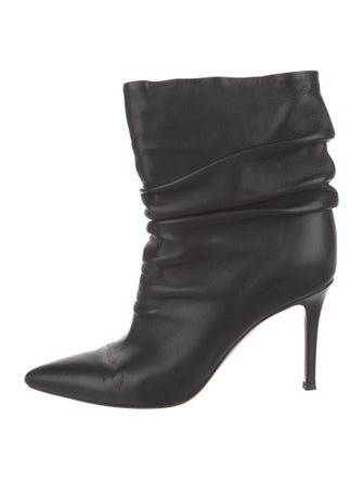 Gianvito Rossi Leather Pleated Accents Slouch Boots