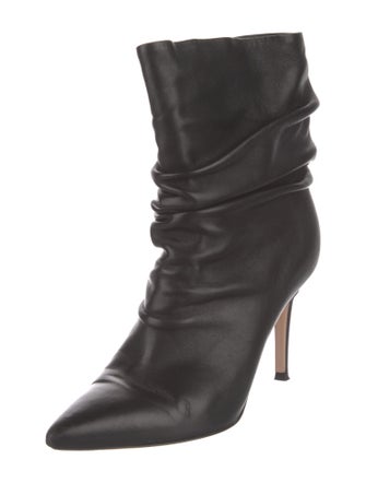Gianvito Rossi Leather Pleated Accents Slouch Boots