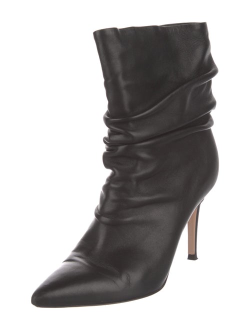 Gianvito Rossi Leather Pleated Accents Slouch Boots