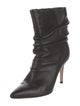 Gianvito Rossi Leather Pleated Accents Slouch Boots