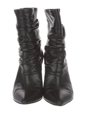 Gianvito Rossi Leather Pleated Accents Slouch Boots