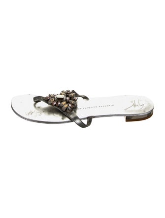 Gianvito Rossi Leather Crystal Embellishments Slides