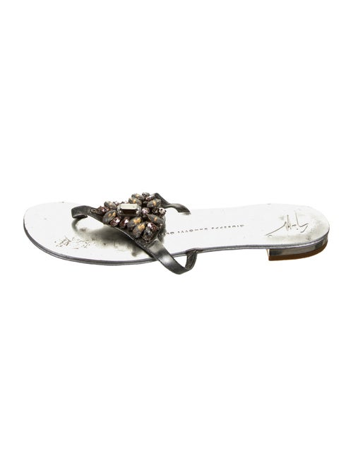 Gianvito Rossi Leather Crystal Embellishments Slides