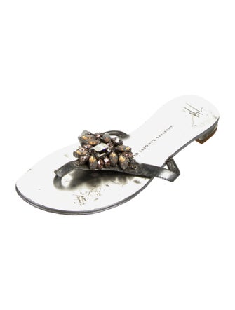 Gianvito Rossi Leather Crystal Embellishments Slides