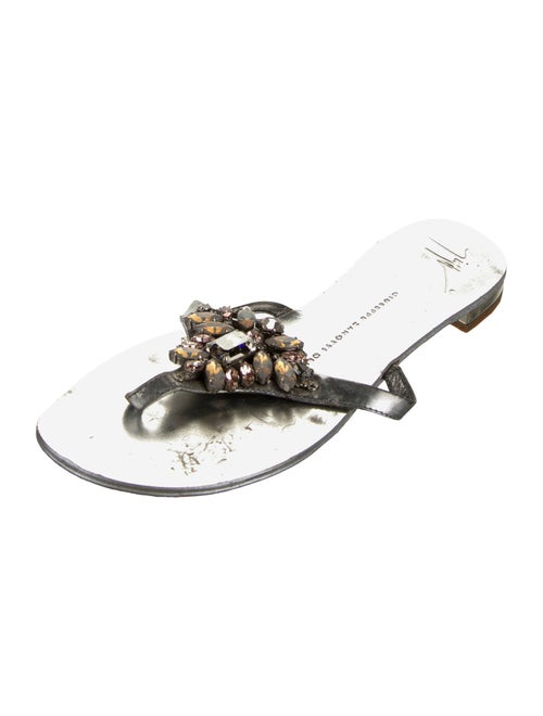 Gianvito Rossi Leather Crystal Embellishments Slides