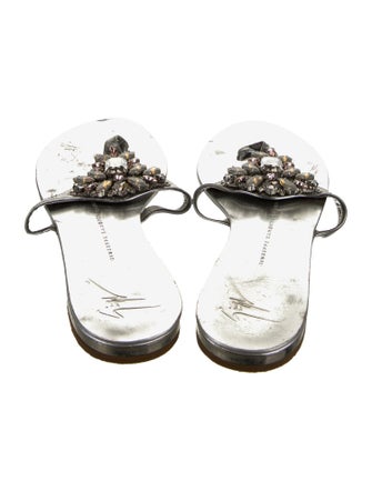 Gianvito Rossi Leather Crystal Embellishments Slides