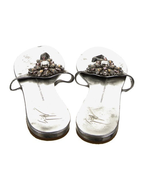 Gianvito Rossi Leather Crystal Embellishments Slides